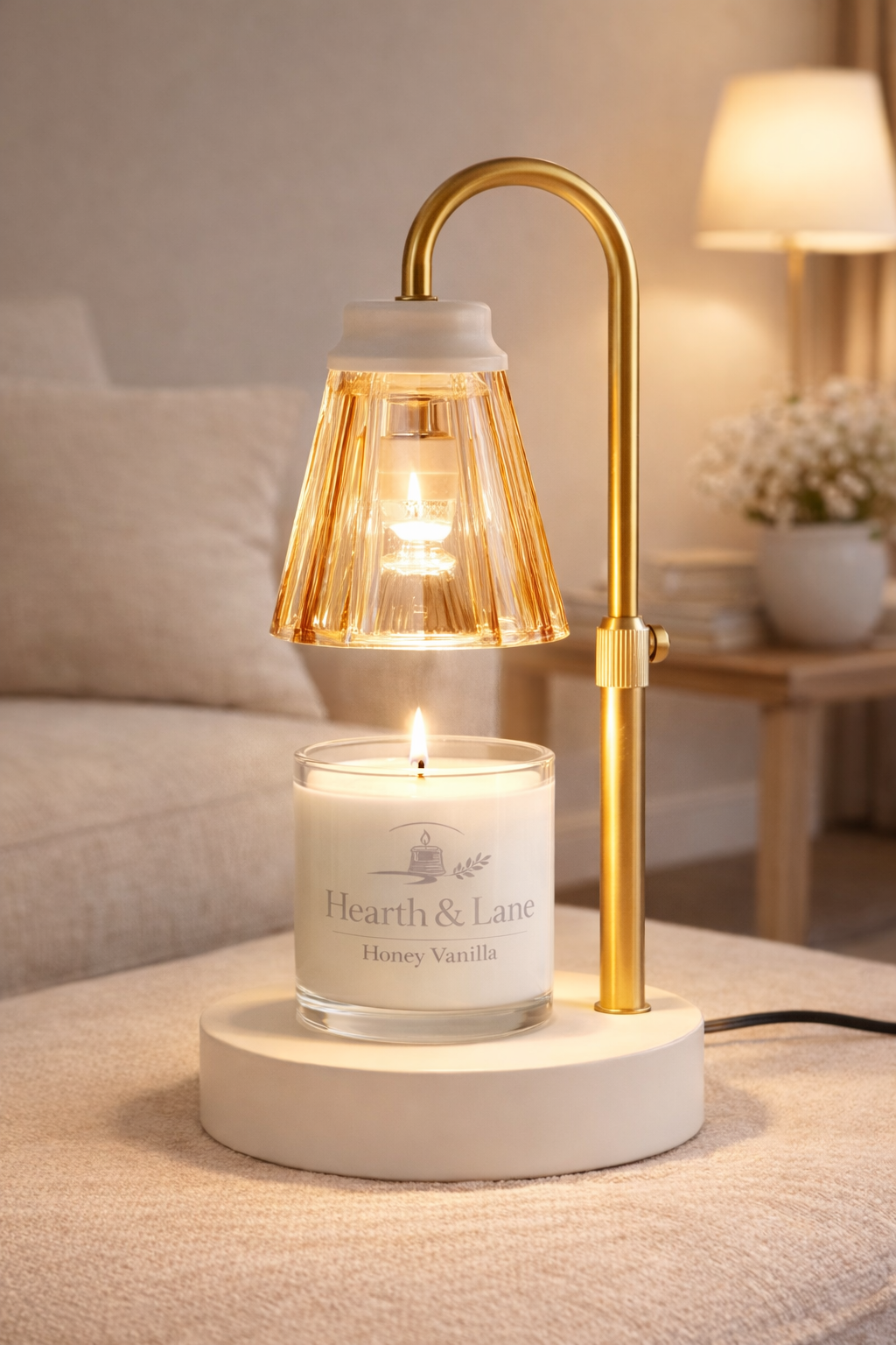 Amber  Tinted Glass Candle Warmer