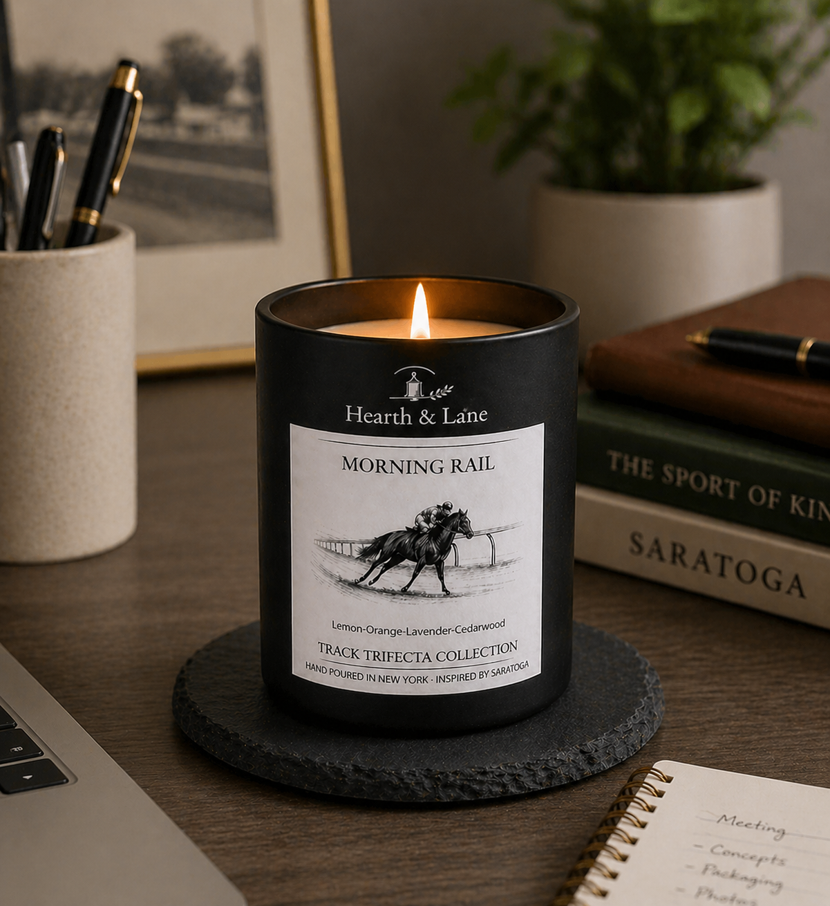 Saratoga Candle & Slate Coaster Set